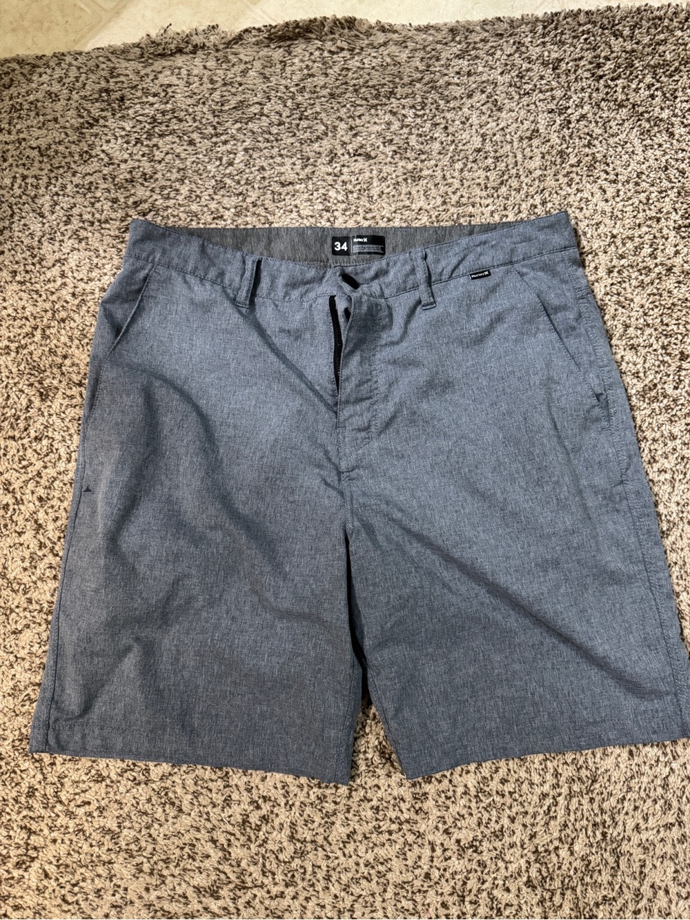 Hurley Men's Heathered Charcoal Flat Front Shorts
